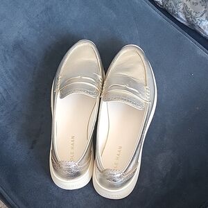 Cole Haan Women's Metallic Silvery Gold Flats